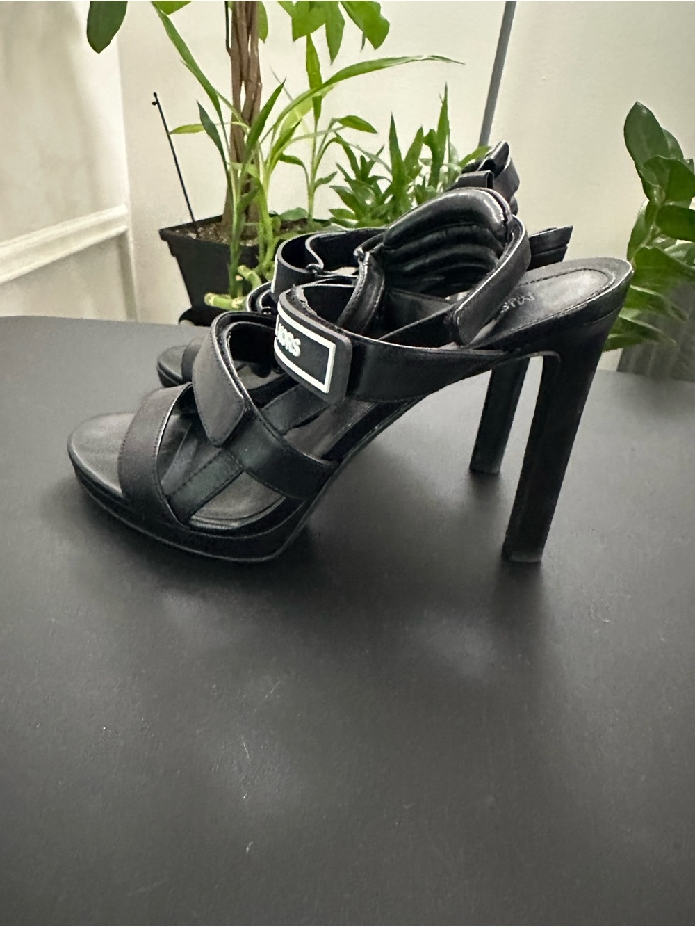 Y2K MICHAEL Michael Kors Demi Stiletto Sandals Black Leather